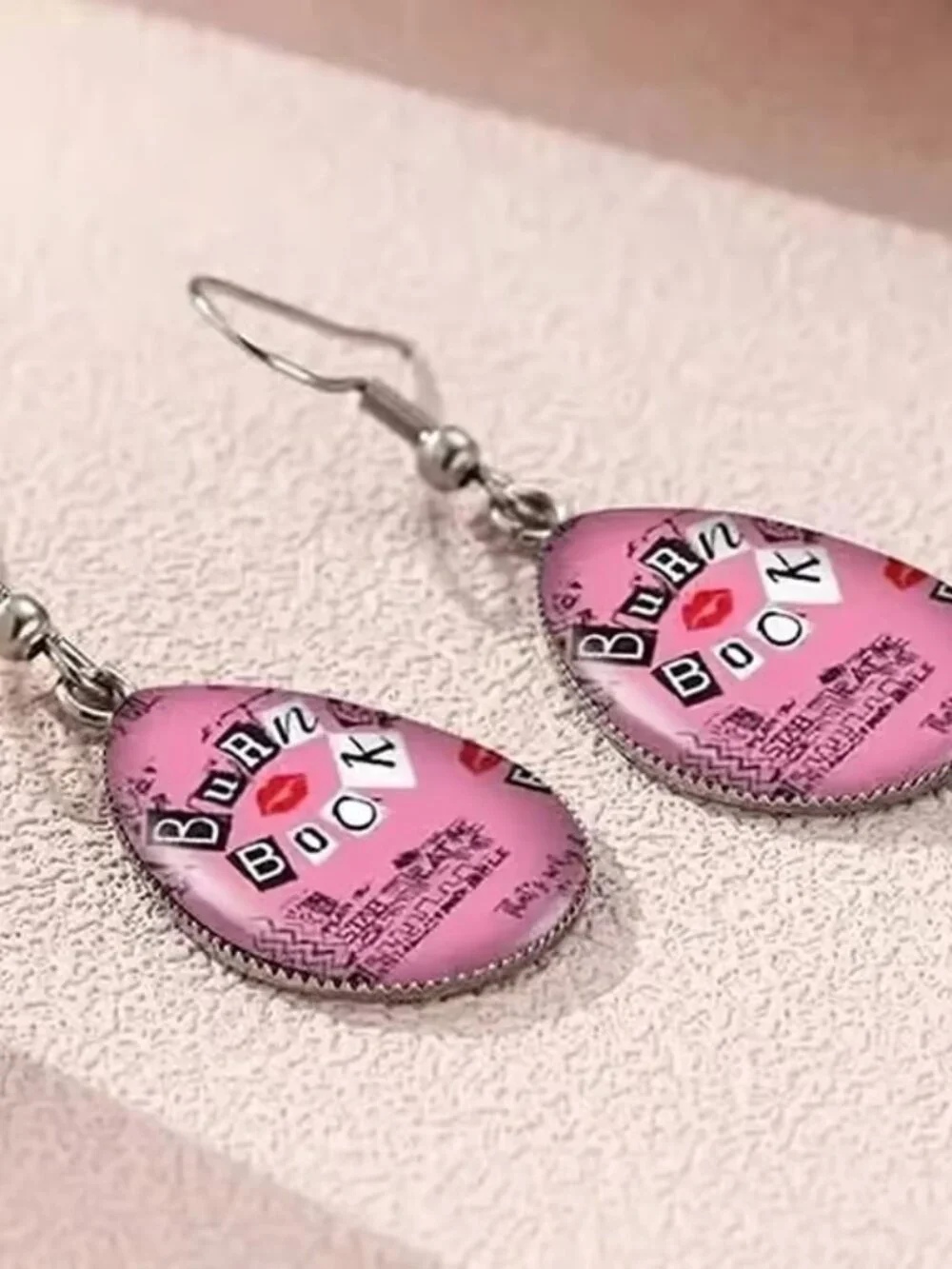 Silver BURN BOOK Mean Girls Dangle Earrings